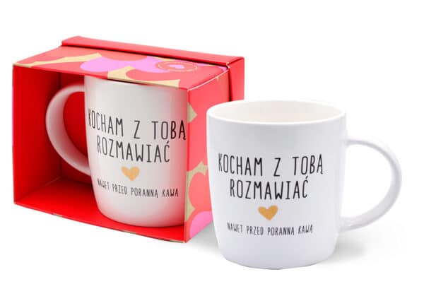 Kubek z Napisem  Kocham z Tobą Rozmawiać