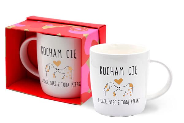 Kubek z Napisem Kocham Cię i Chcę Mieć z Tobą Pieski ♥️