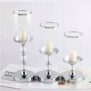 Komplet świeczników szklano-metalowych 3 szt.