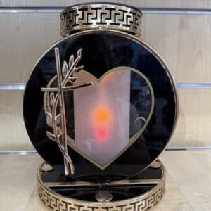 Znicz solarny serce złote 25 cm