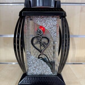 Znicz solarny serce 25 cm ze srebrnymi dodatkami