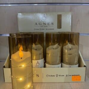 Wkład elektryczny LED 15 cm z bateriami kolor miodowy ( przydymiony)