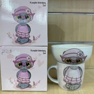 Komplet dziecięcy porcelanowy Kotek